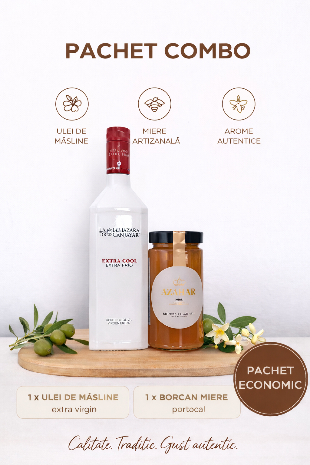 Pachet cu ulei de masline extravirgin si miere de portocal din Spania - Gador