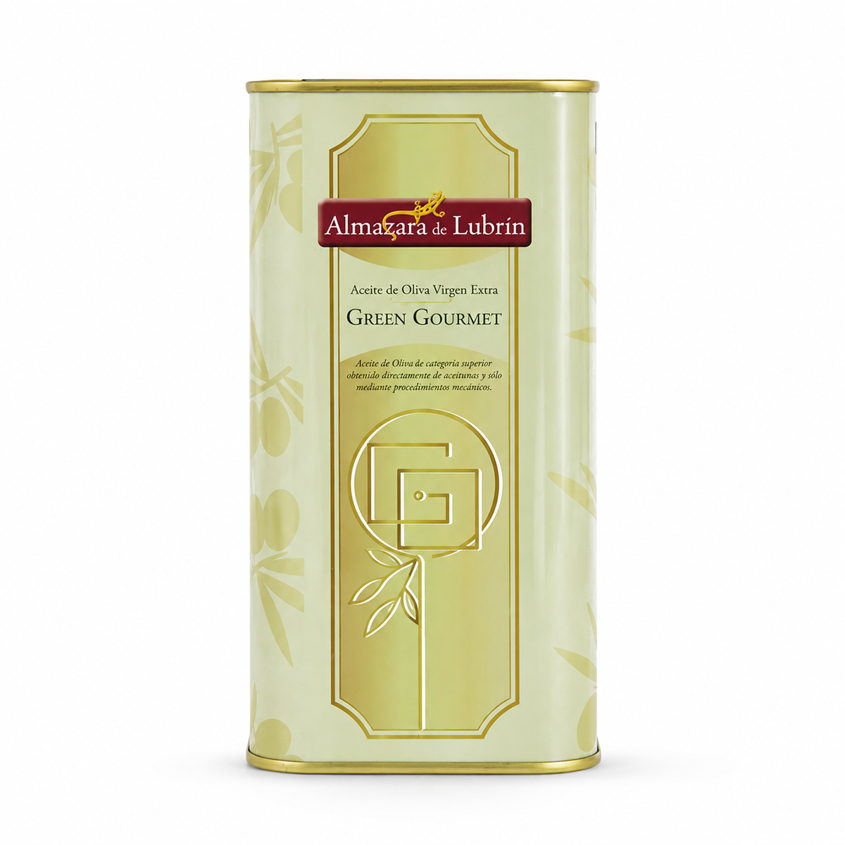 Ulei de măsline extravirgin Almazara de Lubrín Green Gourmet 1L pe fundal alb