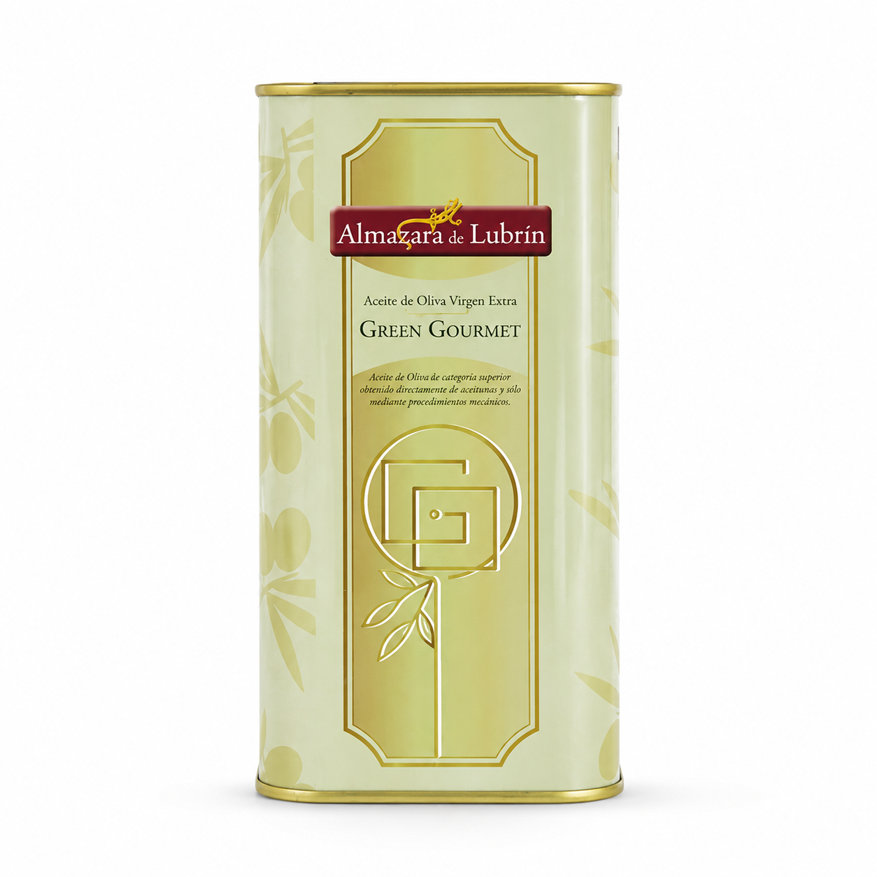 Ulei de măsline extravirgin Almazara de Lubrín Green Gourmet 1L pe fundal alb