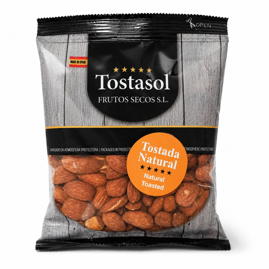 Pachet de migdale cu pieliță prăjite natural Tostasol, 150 g