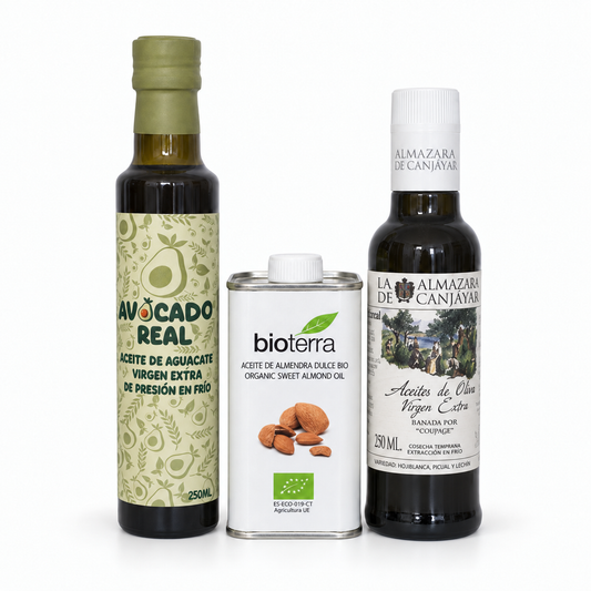 Pachet Gador cu ulei de măsline extravirgin, ulei de avocado și ulei bio din migdale dulci, 3 x 250 ml